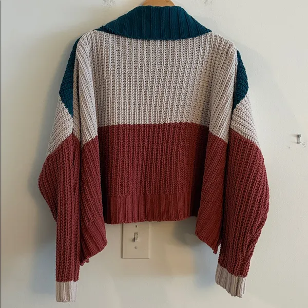 POL Colorblock Long Sleeve Turtleneck Sweater Size Large - Image 2