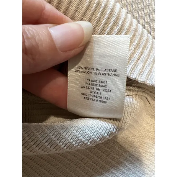 Aritzia Babaton Sculpt Knit Sweetheart Ribbed Long Top Beige Stretch Neutral - Image 6
