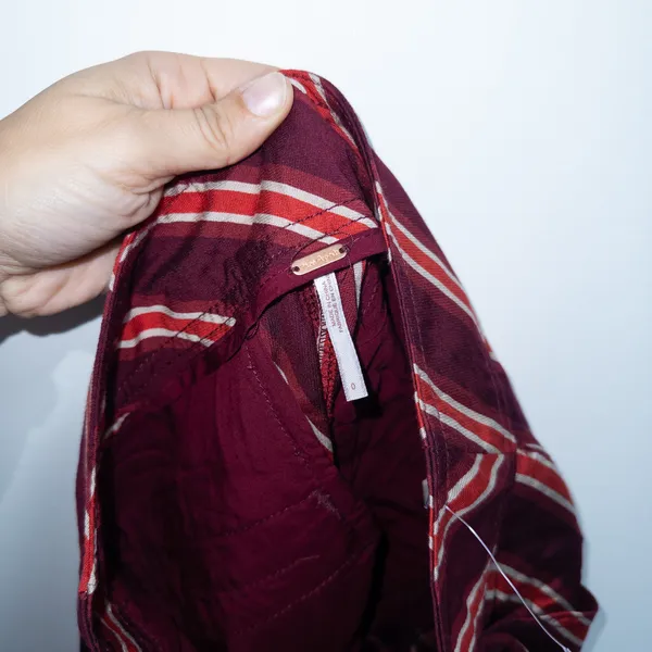 Free People Burgundy Red Striped Seamed Like The Right Thing Cropped Pants 0 - Image 10