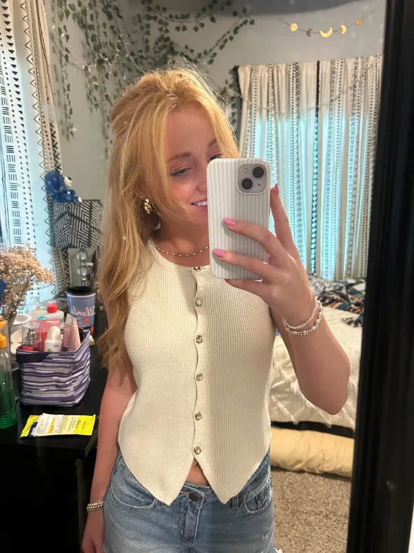 Cream Sweater vest XS White - Image 3