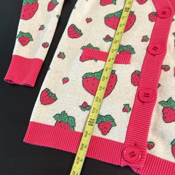 Disney Pixar Latso Strawberry Patterned Cardigan‎ with Pink Trim - Image 3
