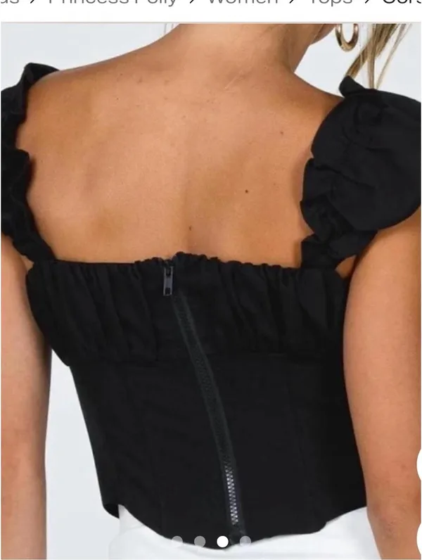 Princess Polly Black Gathered Front Lace Up Bustier Corset Crop Top Size 0 - Image 4