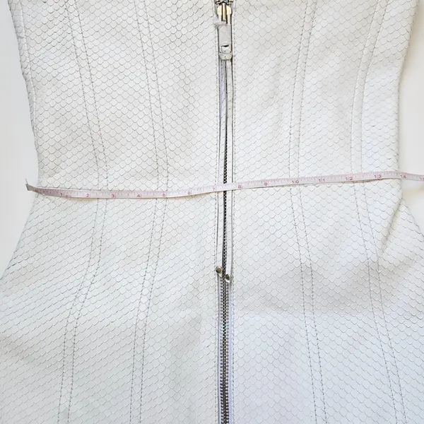 Retrofête Amberly Leather‎ Dress in Optic White Size M NWT Snakeskin Mini Lace - Image 12