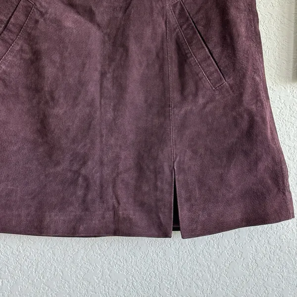 Blank NYC Leather Suede Burgundy Red Mini Skirt Side Slit Size 31 - Image 7