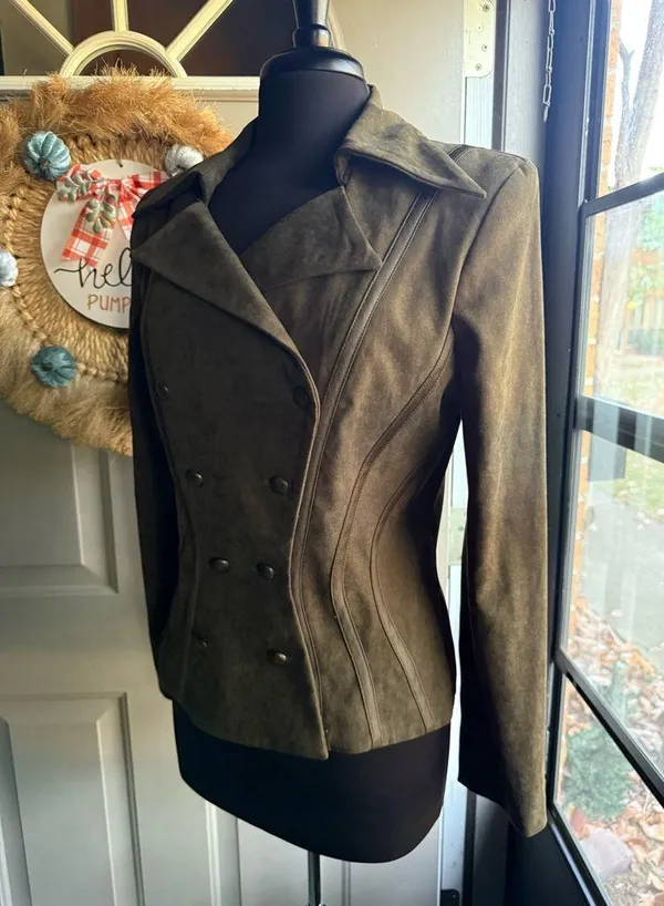 Vintage 90s Cache brushed military style blazer jacket, size medium - Image 2