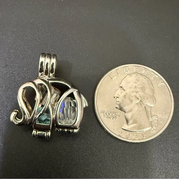 925 Sterling Silver Cage Elephant Pendant with Beads 6g. - Image 7