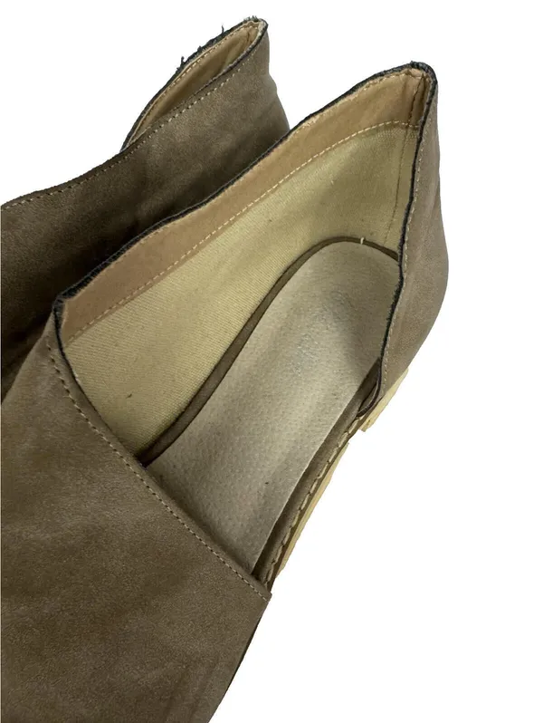 (RC) Women’s Taupe Suede Slip On Flats Low Heel Almond Toe Casual Comfort 10 - Image 5