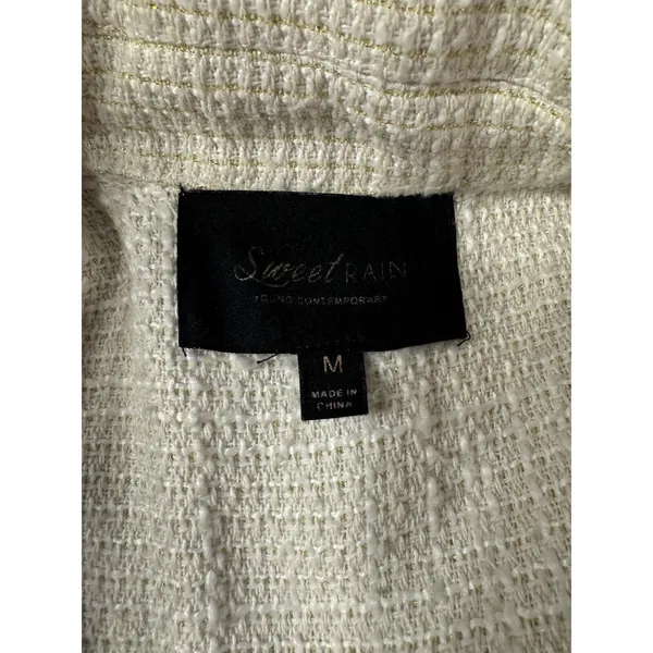 Sweet Rain Tweed Shacket Shirt Jacket White Gold Shimmer Accent - Image 4