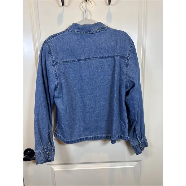 Vintage AGAPO Denim Zip Jacket Size XL Metallic Silver Embroidered - Image 6