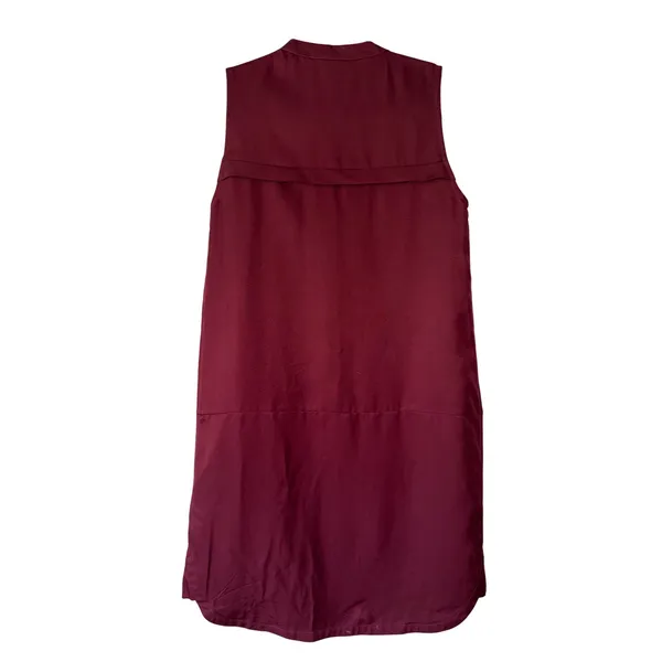 Fossil Womens 100% Silk Sleeveless Shift Dress Burgundy Maroon Size‎ 0 Mandarin - Image 2
