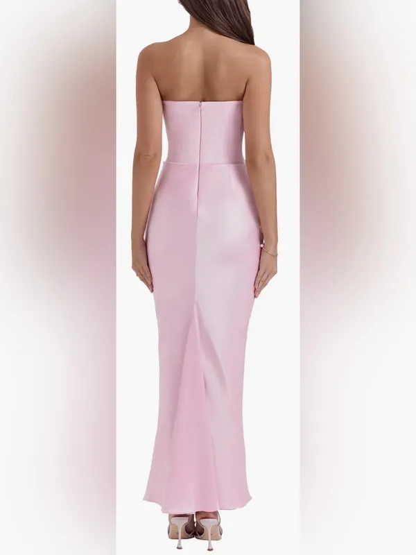 NEW HOUSE OF CB Persephone Strapless Corset Satin & Stretch Crepe pink Gown XS - Image 3