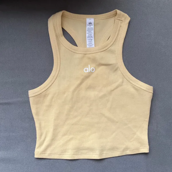 Alo Yoga Aspire Tank Warm Butter/White XS - Image 5