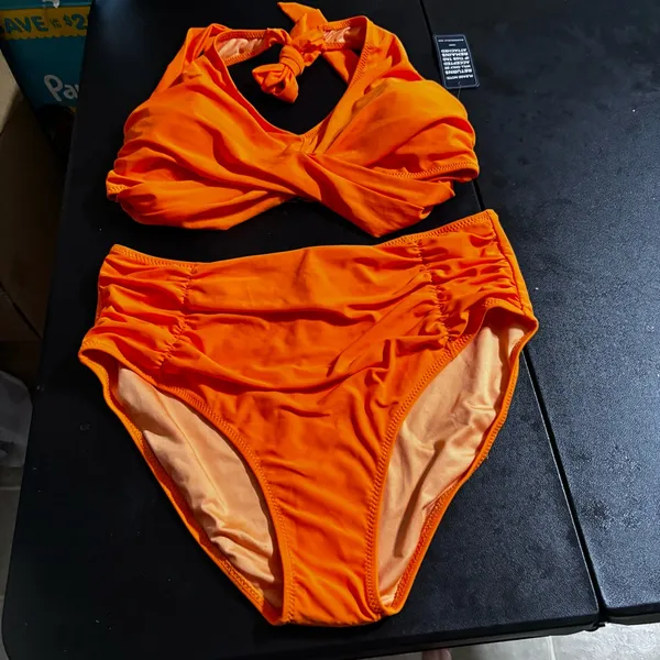 Blooming Jelly Orange Halter Bikini Set - Image 5