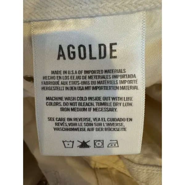 Agolde Jeans Women 26 Winter White Paper Wash Remy High Rise Crop‎ Straight Leg - Image 8