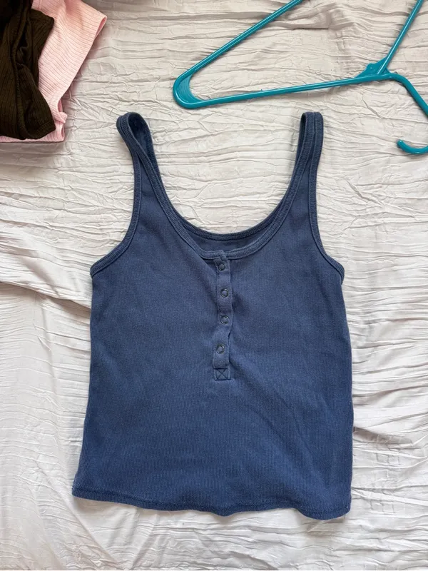wild fable Blue Ribbed Scoop Tank Top - Image 2