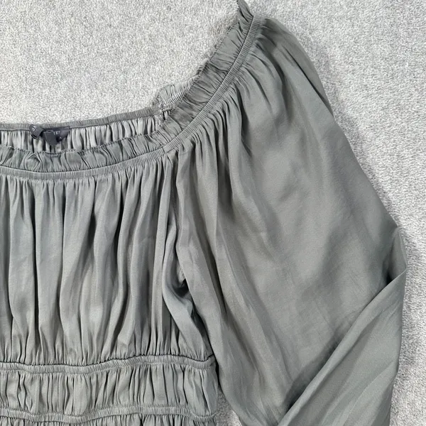 Grade & Gather Peasant Blouse Women's Small Green Long Sleeve Pleated Laganlook - Image 3