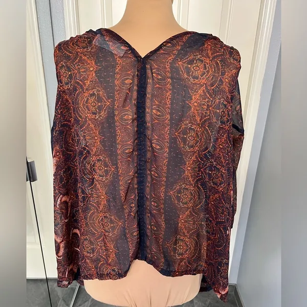 Abercrombie &‎ Fitch Women's Floral Babydoll Top Size Medium Sheer Boho Fairy - Image 4