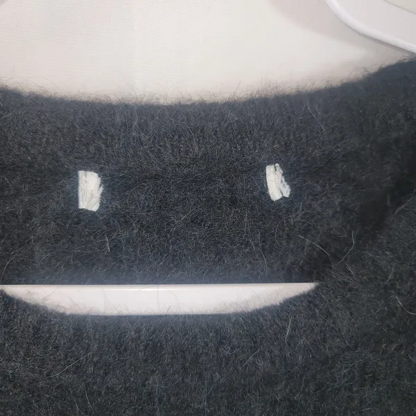 Banana Republic Black Fuzzy Alpaca Blend Puff Short Sleeve Crew Neck Sweater XL - Image 5