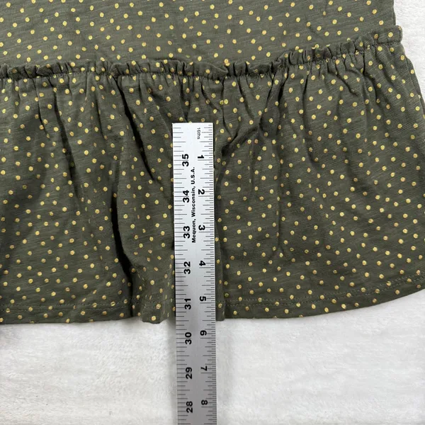 Boden Womens Olive Green Gold Polka Dot Cotton Ruffle Hem Dress US 8L J0341 - Image 6