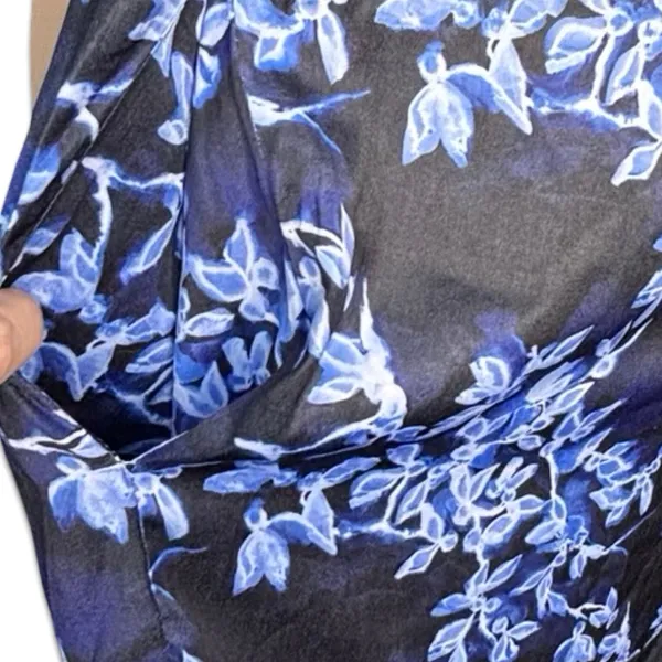 French Connection Blue Floral Smocked Keyhole Front Boho‎ Mini Dress Size Small - Image 12