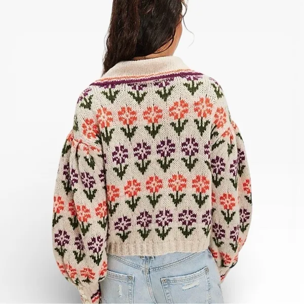 NWT Free People Alpaca Soft Frills Floral Softspun Sweater Prairie‎ Coquette NEW - Image 3
