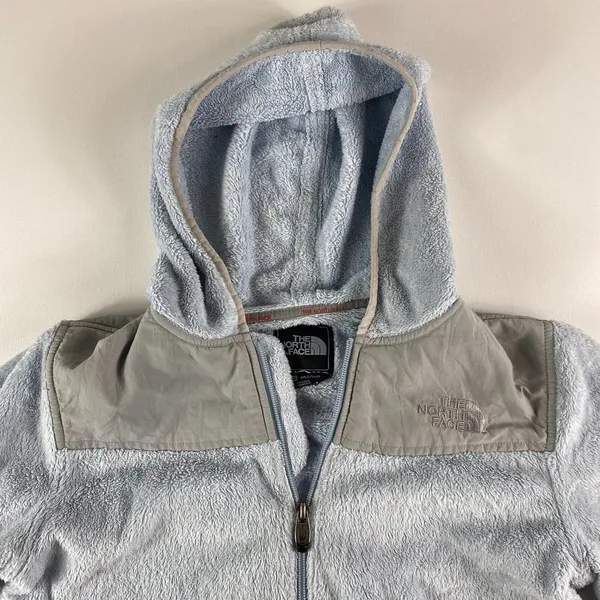 North Face‎ Jacket Girls Large Blue Fuzzy Hooded Full Zip Fleece Denali YOUTH - Image 2