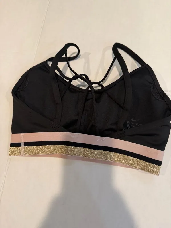 Nike Indy Icon Clash Light-Support Sports Bra with Metallic Gold and Pink Trim - Image 3