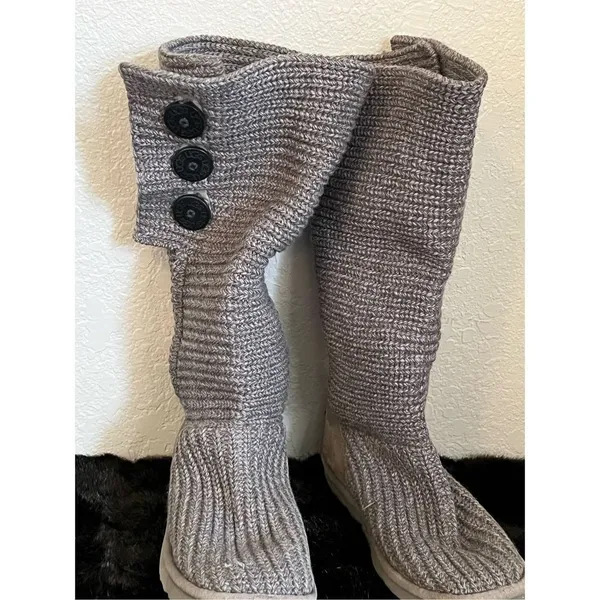 UGG Tall Sweater Boot Womens 8 Classic Cardy Wool Knit Sock - Image 2