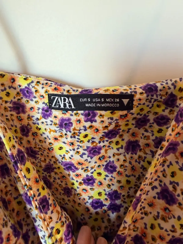 Zara‎ Yellow Floral Draped Satin Effect Mini Dress - Image 3