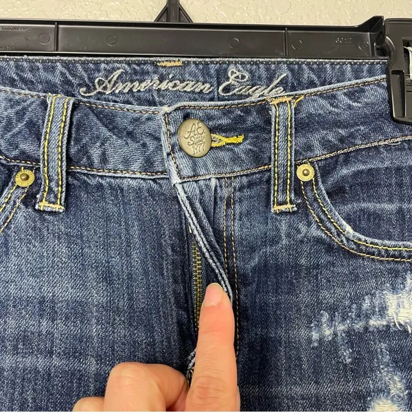 American Eagle Outfitters 100% Cotton Dark Blue Denim Jeans Size 4 - Image 4