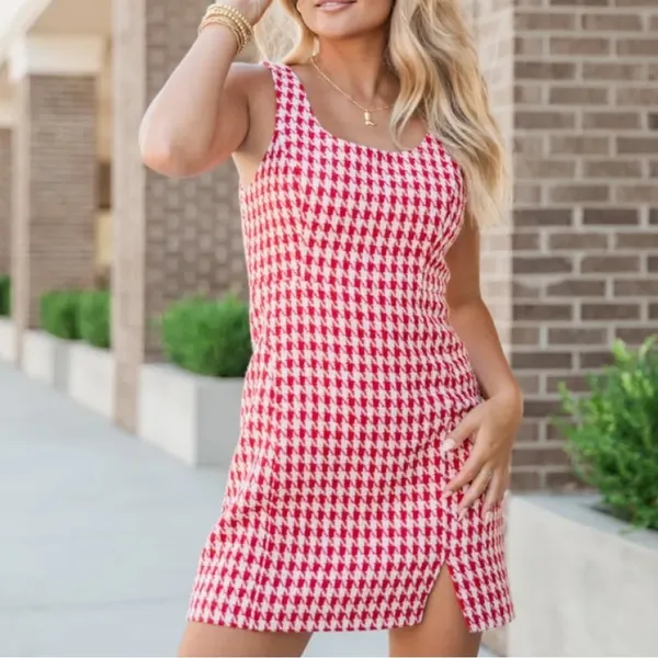 Pink Lily 💌 My Biggest Fan Black‎ And White Houndstooth Mini Dress Game Day Dress Football - Image 6