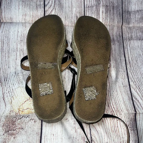 Urban Outfitters Black Strappy‎ Espadrille Platform Sandals Womens 8 Flatform - Image 4