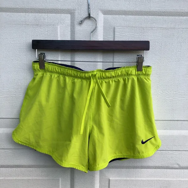 Nike Women’s Shorts Dri-Fit Fold Over Yellow Purple Medium - Image 2
