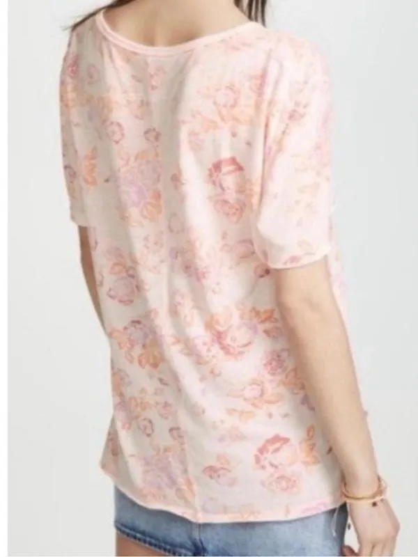 Free People Tourist Tee Floral Pink blush combo fairycore L short sleeves - Image 3