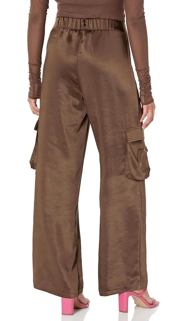The Drop Satin Cargo Pants Brown Size L - Image 3