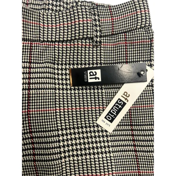 AF StudioNew York Womens Plaid Ankle Pants Black White Red RBWP015-5A Size M NWT - Image 2