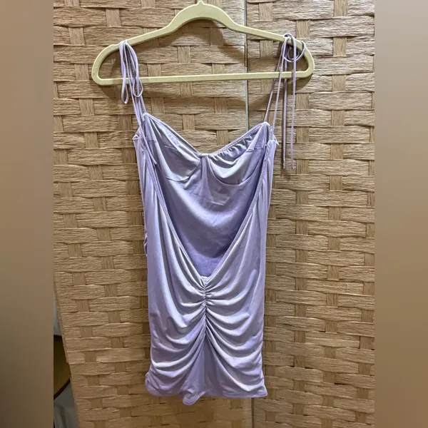 Lucy In the Sky Lilac Ruched Mini Dress Size M NWOT - Image 3