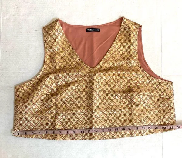SHEIN Curve two piece metallic gold & pink 2 piece skirt & top set Sz 2X - Image 13
