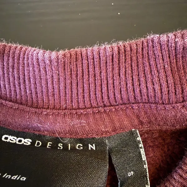 ASOS DESIGN Womens Crew Neck Sweatshirt Burgundy Maroon Fleece Pullover Size S‎ - Image 5