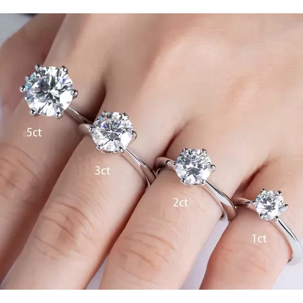 Boutique 2Ct Solitaire Platinum S925 Simulated Diamond Engagement Wedding Ring, Size‎ 6 - Image 6