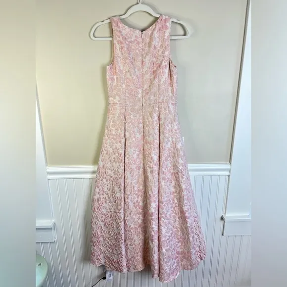 Shoshanna Midnight Floral Metallic Brocade High-Low Dress Pink Gold 2 - Image 4