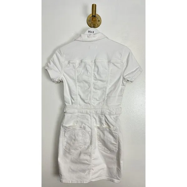 GOOD AMERICAN Fit for Success Denim Utility Dress Denim in Wash White Size Small - Image 8