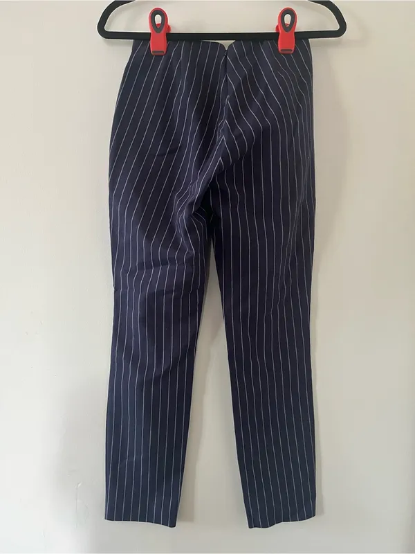 Rag & Bone Navy Blue Pinstripe Trouser Pants 2 Office Quiet Luxury Preppy Cotton - Image 3