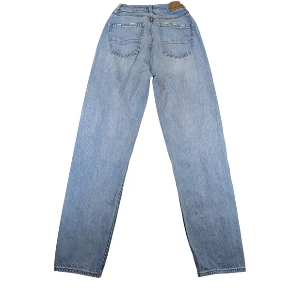 American Eagle Baggy Jean High Rise Distressed Light Wash Blue Denim Size 00 - Image 2