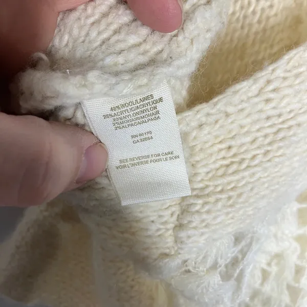 Free people cream wool blend crocheted cropped tank top women's‎ size large - Image 6