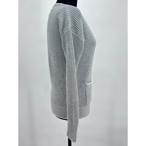 Coquette Chunky Knit‎ Cardigan Blue Gray 100% Cotton Soft Girl Coastal Prep XS - Image 12