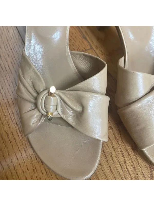 Stuart Weitzman Leather Mules Sandals open toe Beige Tan Sz 8 - Image 8