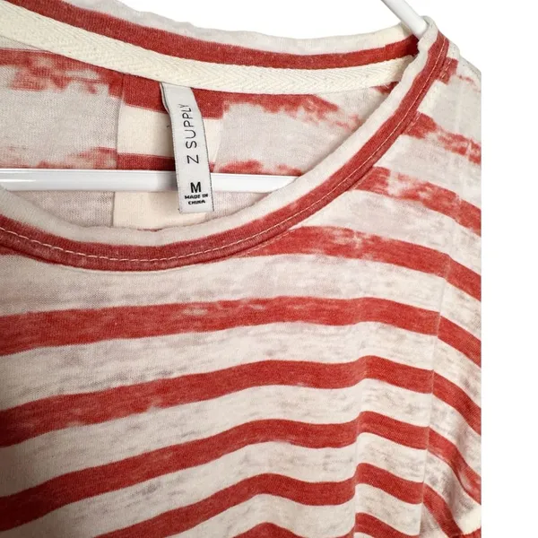 Z Supply Red and White Striped Long Sleeve Crewneck Top Size M - Image 3