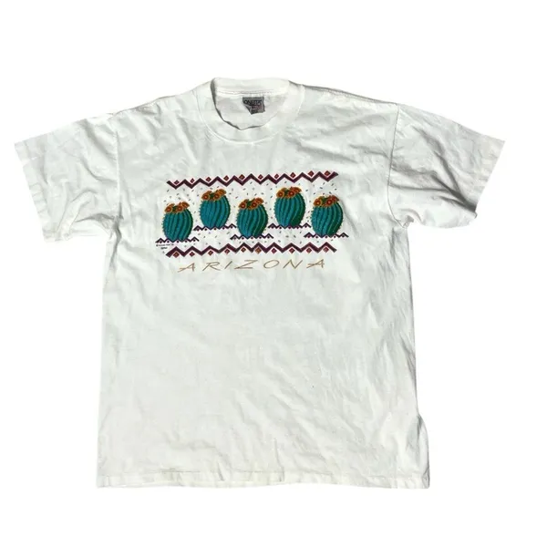 ONEIDA White Arizona T Shirt Cactus Single Stitch 1993 Size XL UNISEX - Image 3
