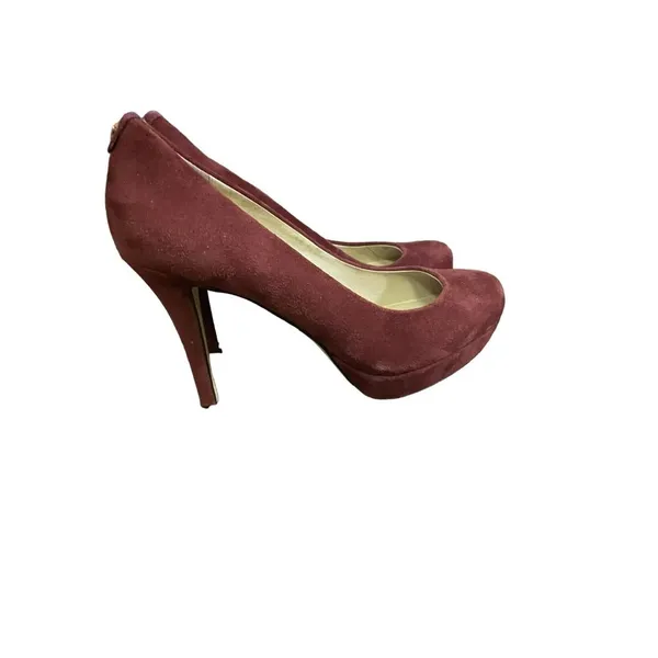 Michael Kors Platform Heals Womens 6M Used Burgundy Suede Heels - Image 12